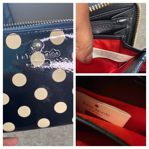 Kate Spade Polk A Dot Black White Full Zip Wallet - Picture 3 of 8